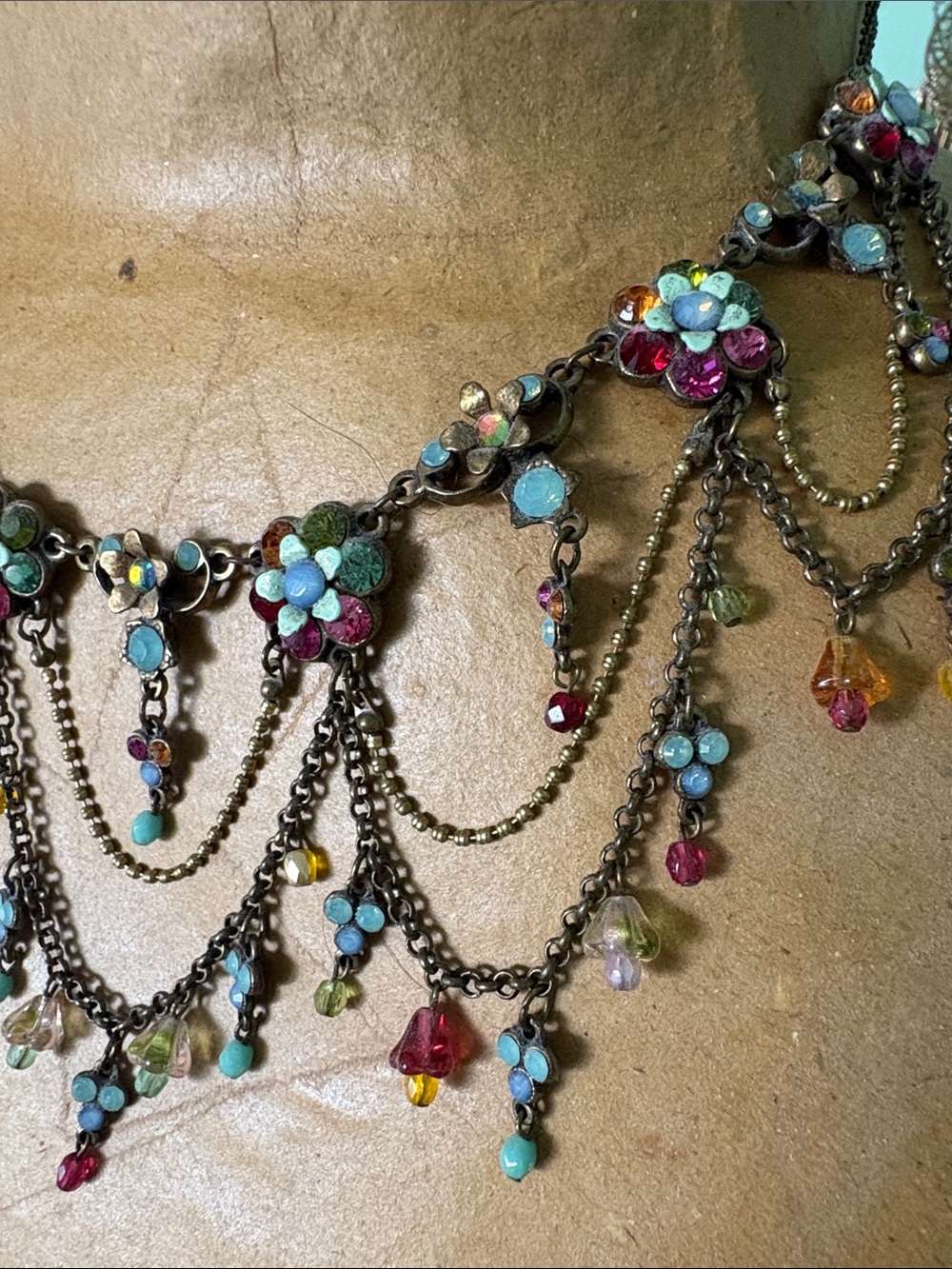 Vintage-Inspired Multicolor Floral Fringe Necklace - Women Jewelry